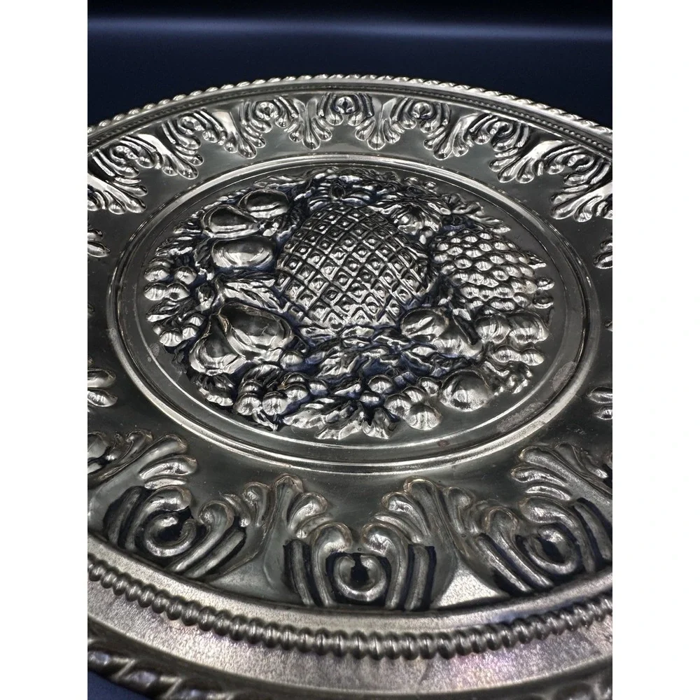 Vintage Embossed Brass Wall Plates 12-inch Set of 2, Made in England